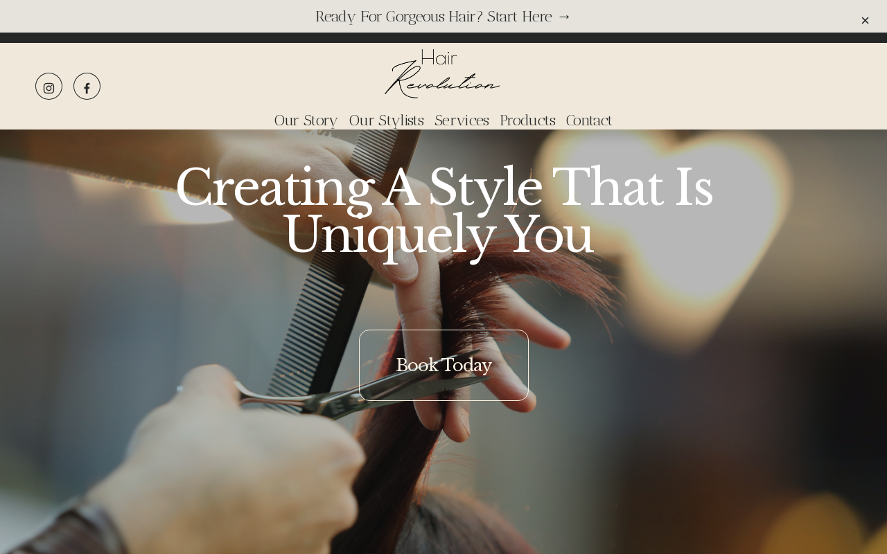 Hair Revolution Salon — screenshot of their official website