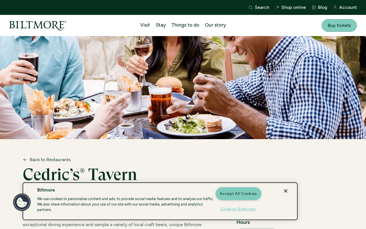 Cedric's Tavern — screenshot of their official website