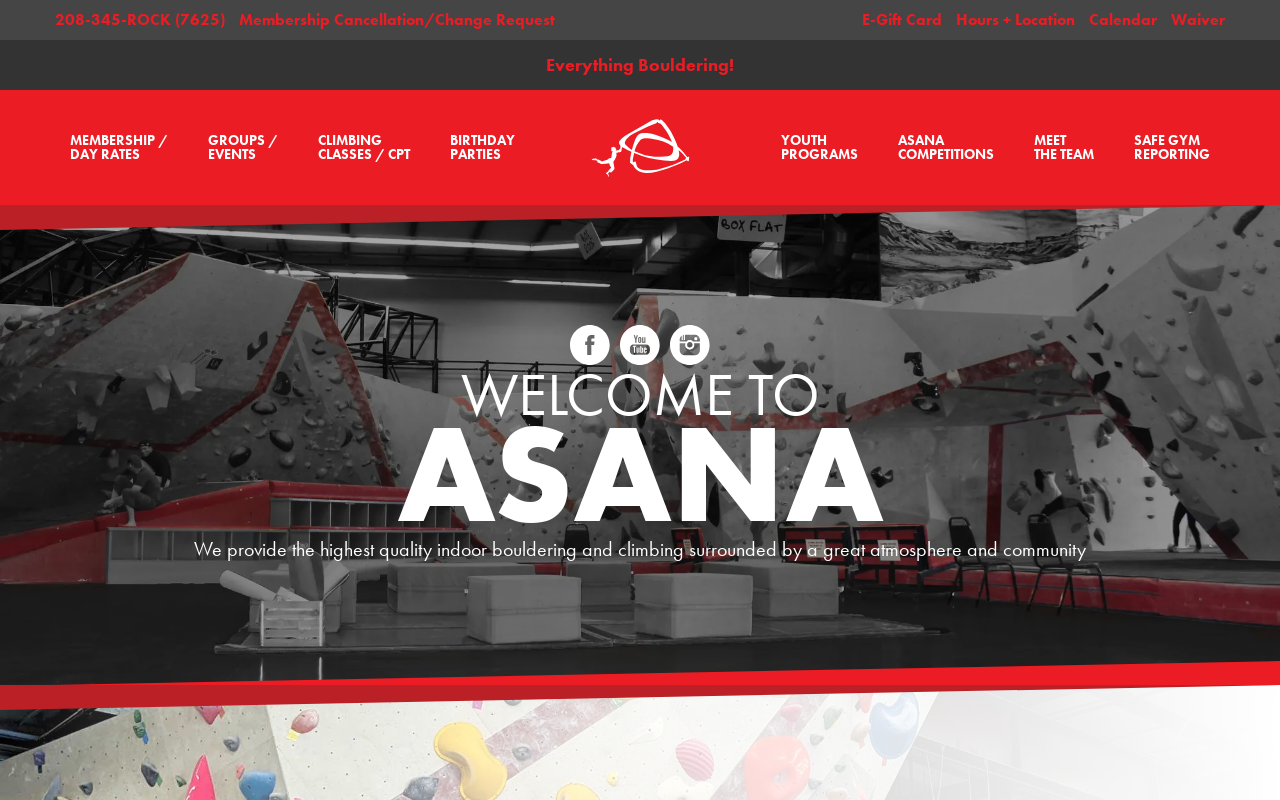 Asana Climbing Gym — screenshot of their official website