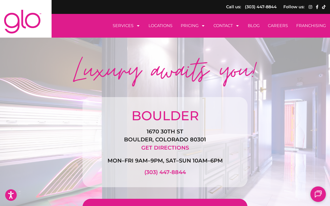 Glo Tanning — screenshot of their official website