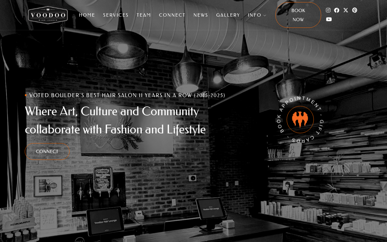 Voodoo Hair Lounge — screenshot of their official website