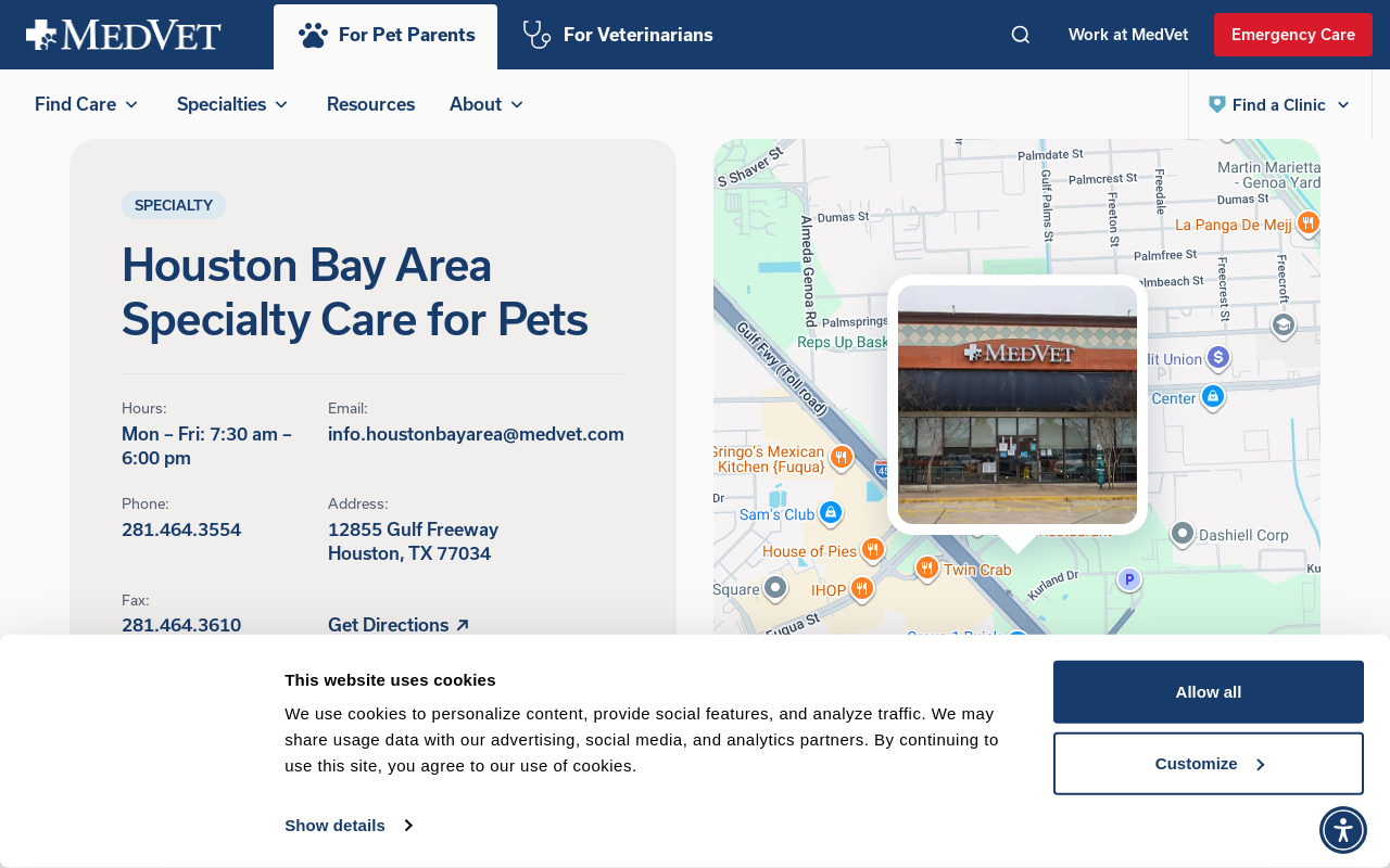 Bay Area Veterinary Specialists — screenshot of their official website