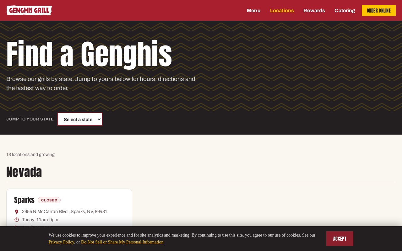 Genghis Grill — screenshot of their official website