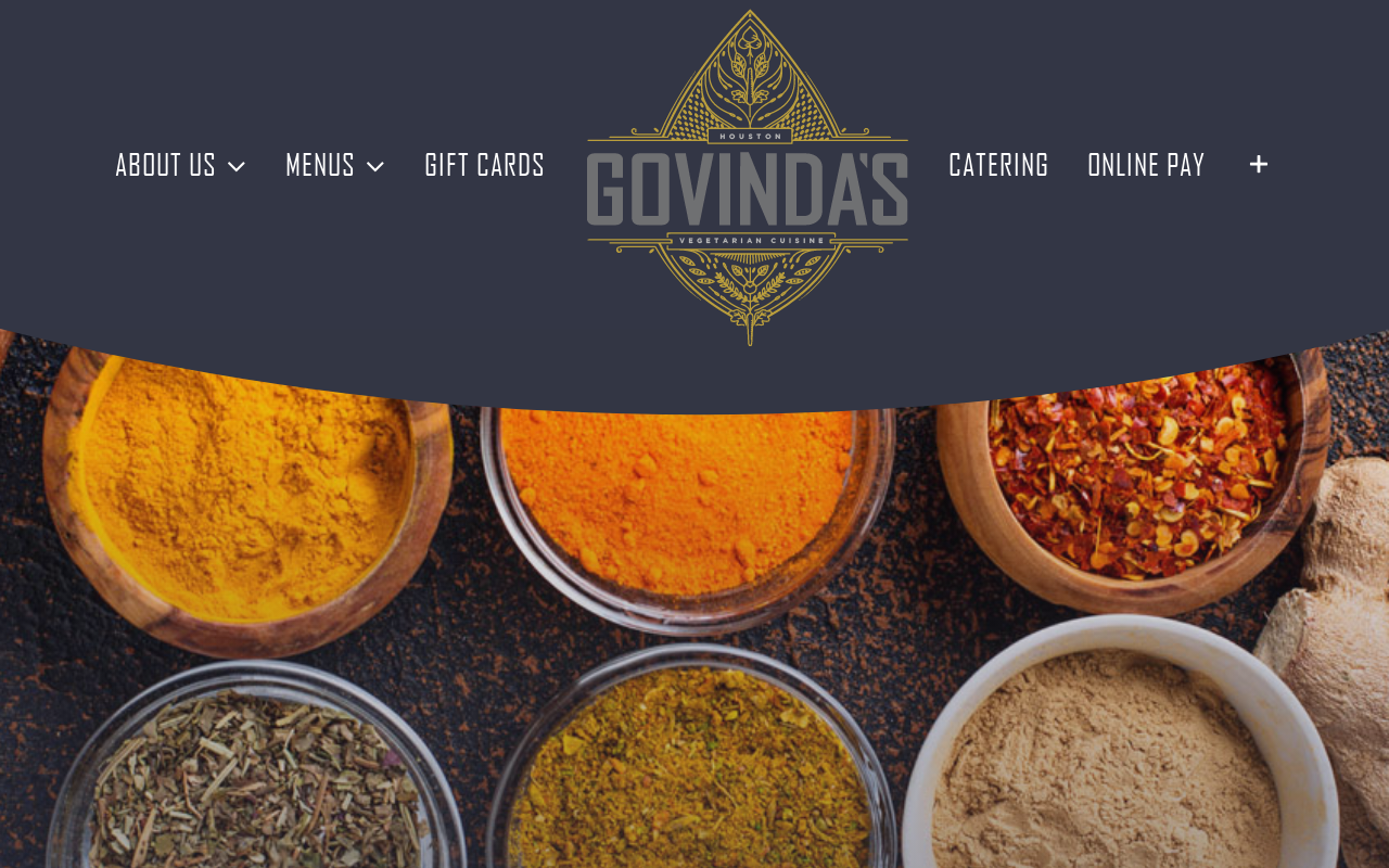 Govinda's Vegetarian Cuisine — screenshot of their official website