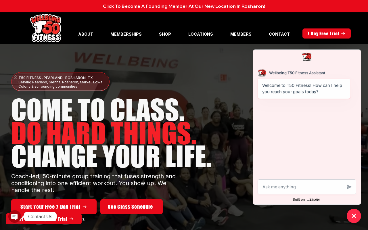 Wellbeing T50 Fitness — screenshot of their official website