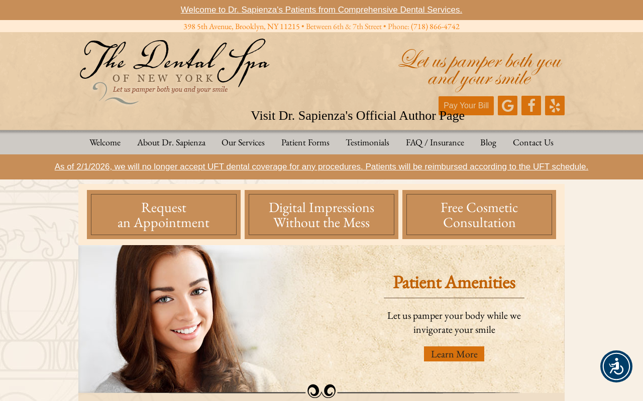 The Dental Spa of New York — screenshot of their official website