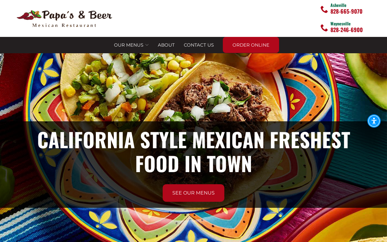 Papa's & Beer — screenshot of their official website