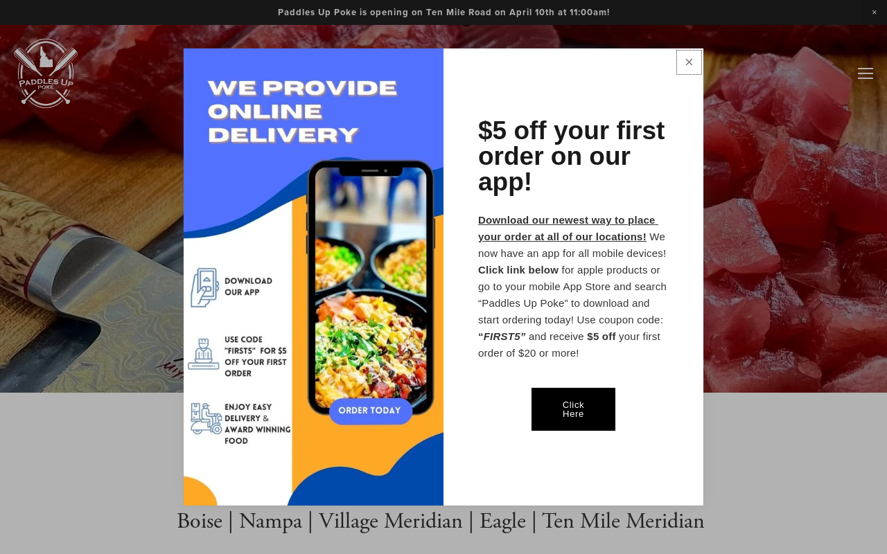 Paddles Up Poké — screenshot of their official website