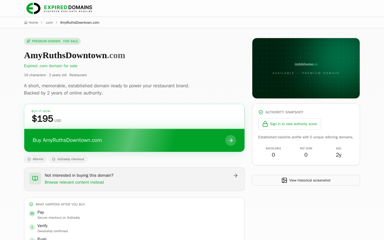 Amy Ruth's Downtown — screenshot of their official website