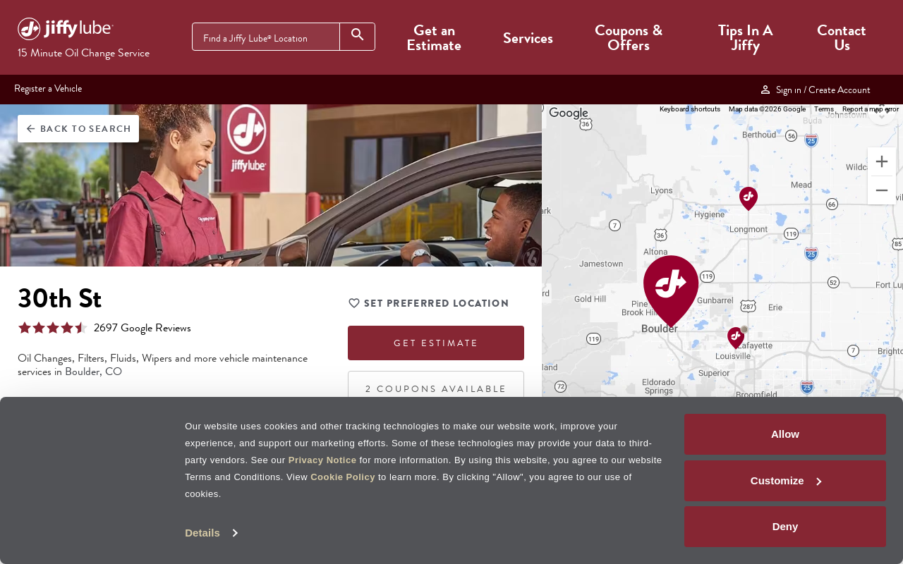 Jiffy Lube — screenshot of their official website