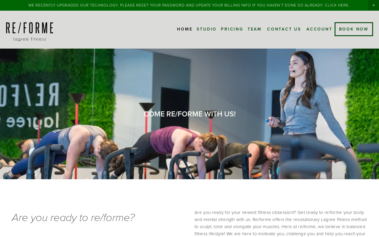 Re/Forme Lagree Fitness — screenshot of their official website