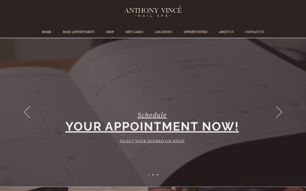 Anthony Vince' Nail Spa — screenshot of their official website