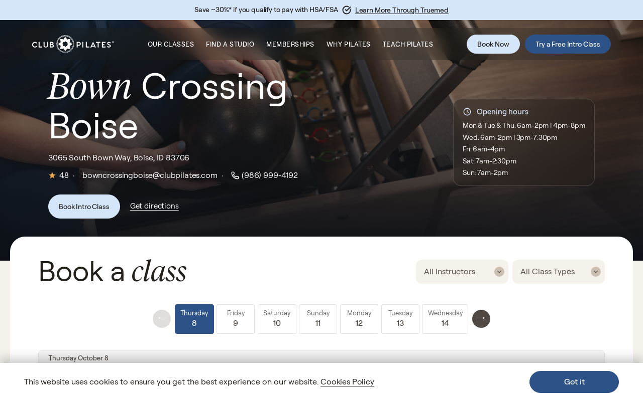 Club Pilates — screenshot of their official website
