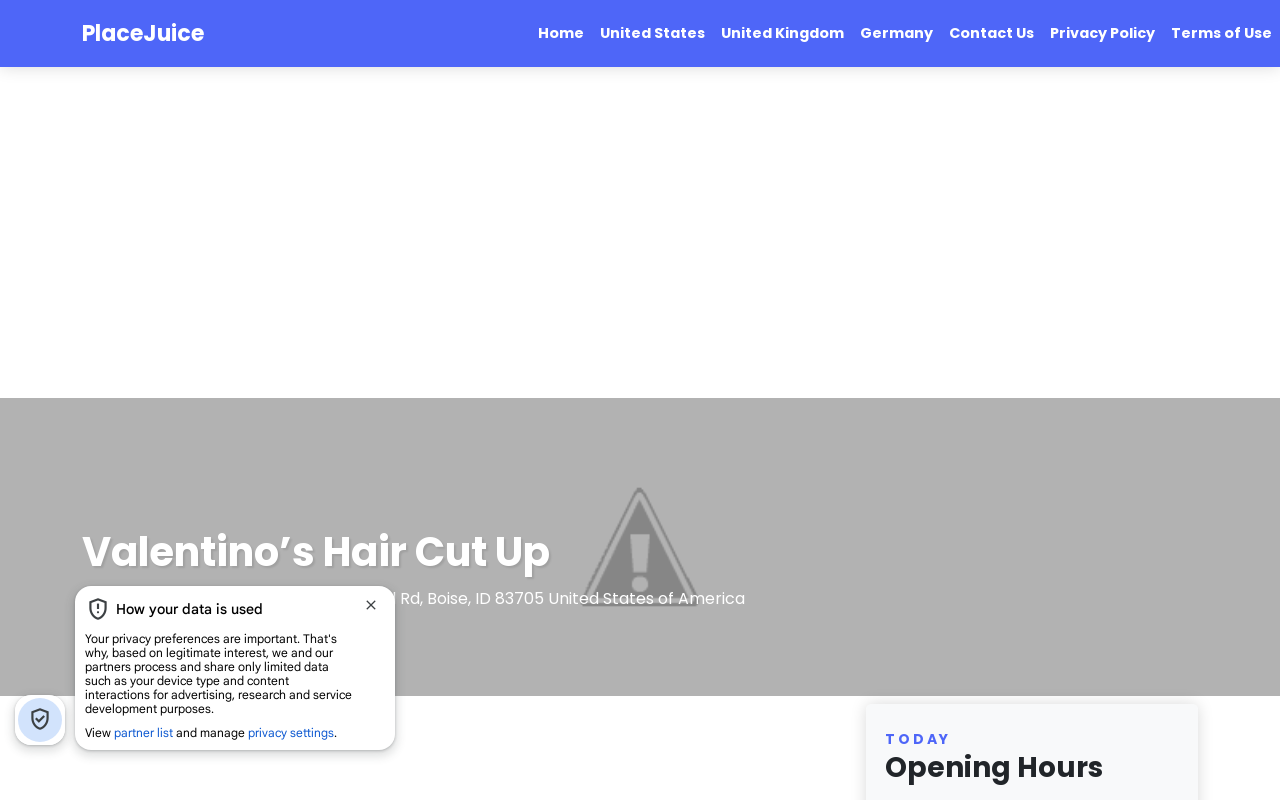 Valentino's Hair Cut Up — screenshot of their official website