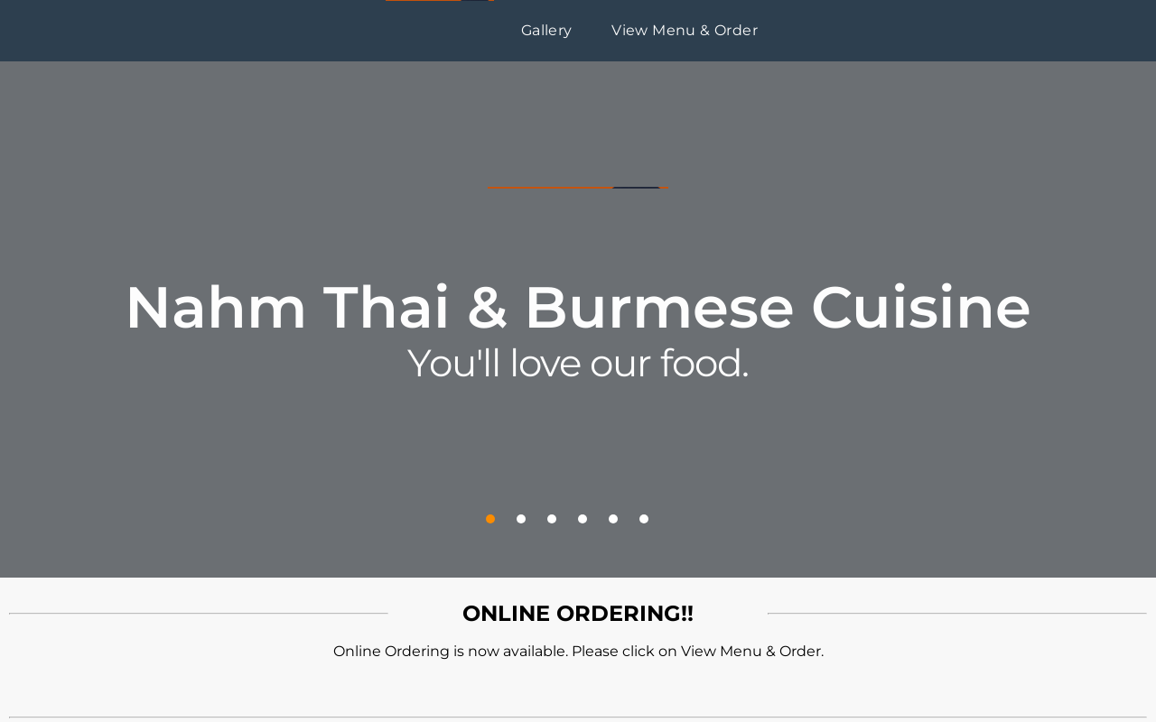 Nahm Thai & Burmese Cuisine — screenshot of their official website