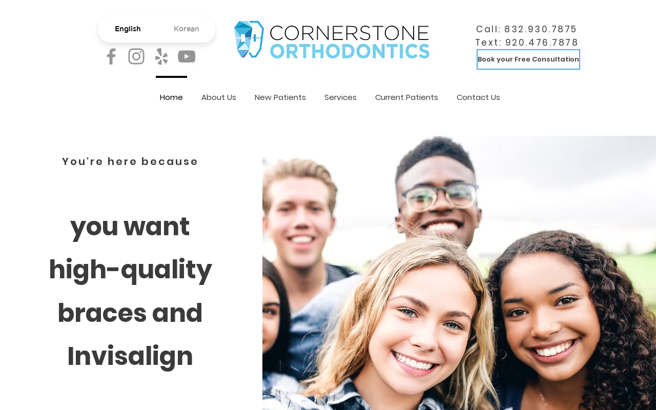 Cornerstone Orthodontics — screenshot of their official website