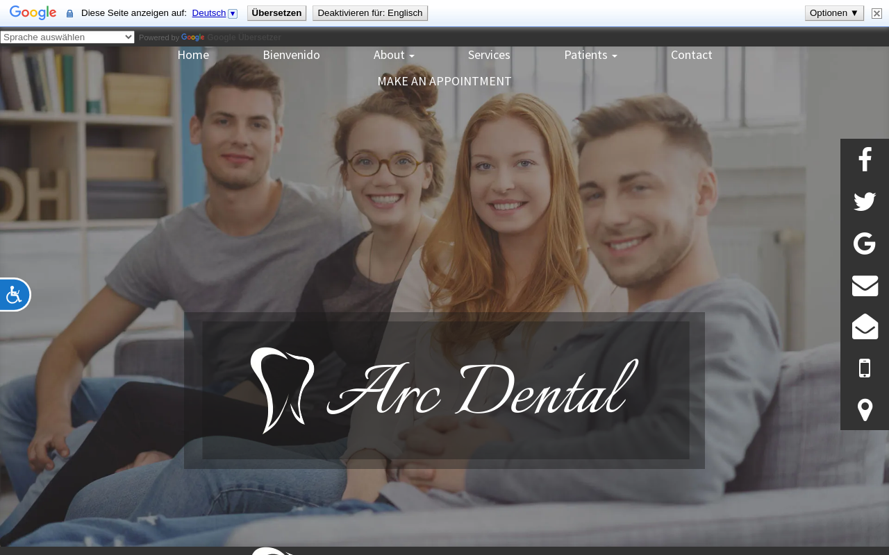 Arc Dental — screenshot of their official website