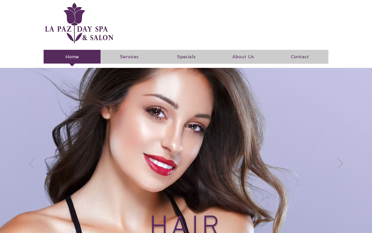 La Paz Day Spa & Salon — screenshot of their official website