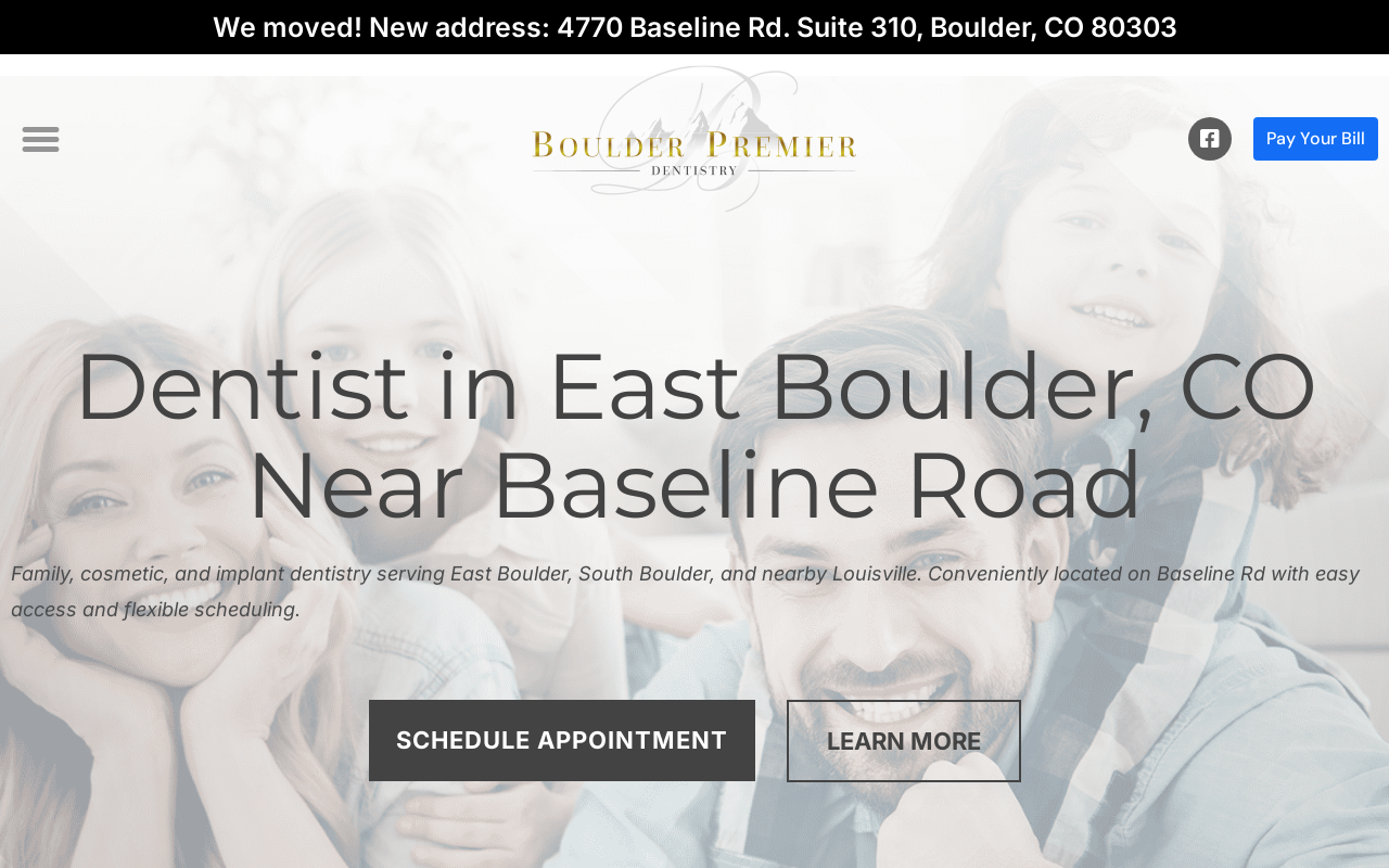 Boulder Premier Dentistry — screenshot of their official website