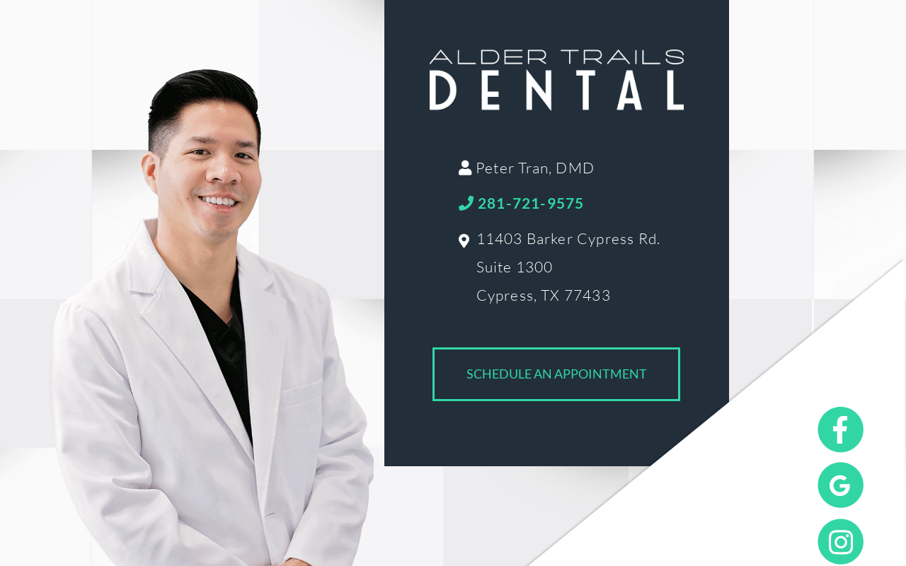 Alder Trails Dental — screenshot of their official website