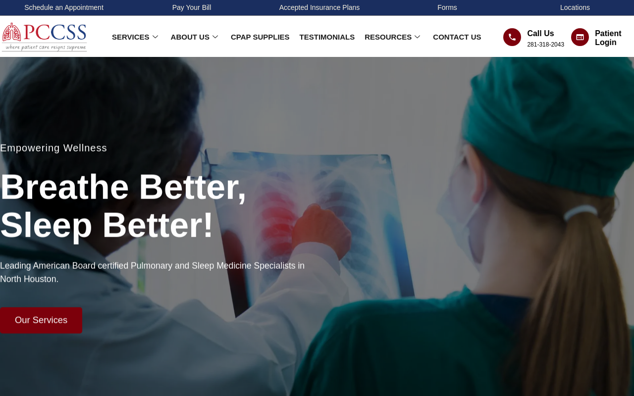 Pulmonary Critical Care and Sleep Specialists, PA — screenshot of their official website