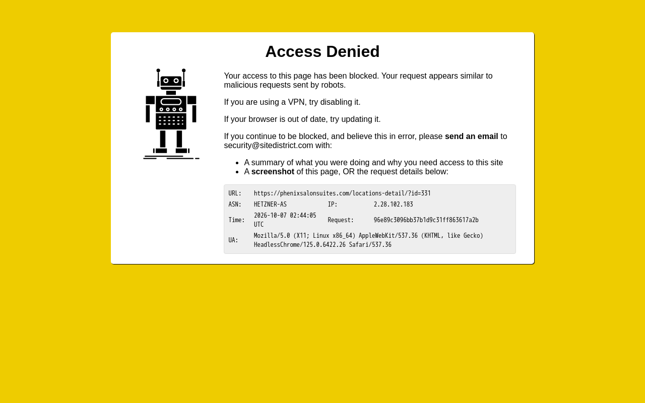 Phenix Salon Suites — screenshot of their official website