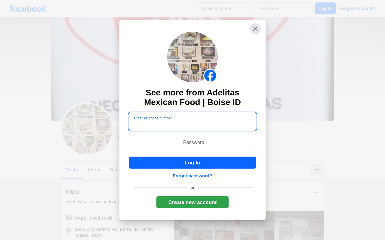 Adelita's Mexican Food — screenshot of their official website