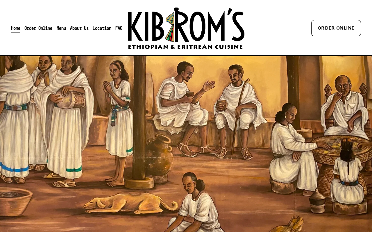 Kibrom's Ethiopian & Eritrean Food — screenshot of their official website