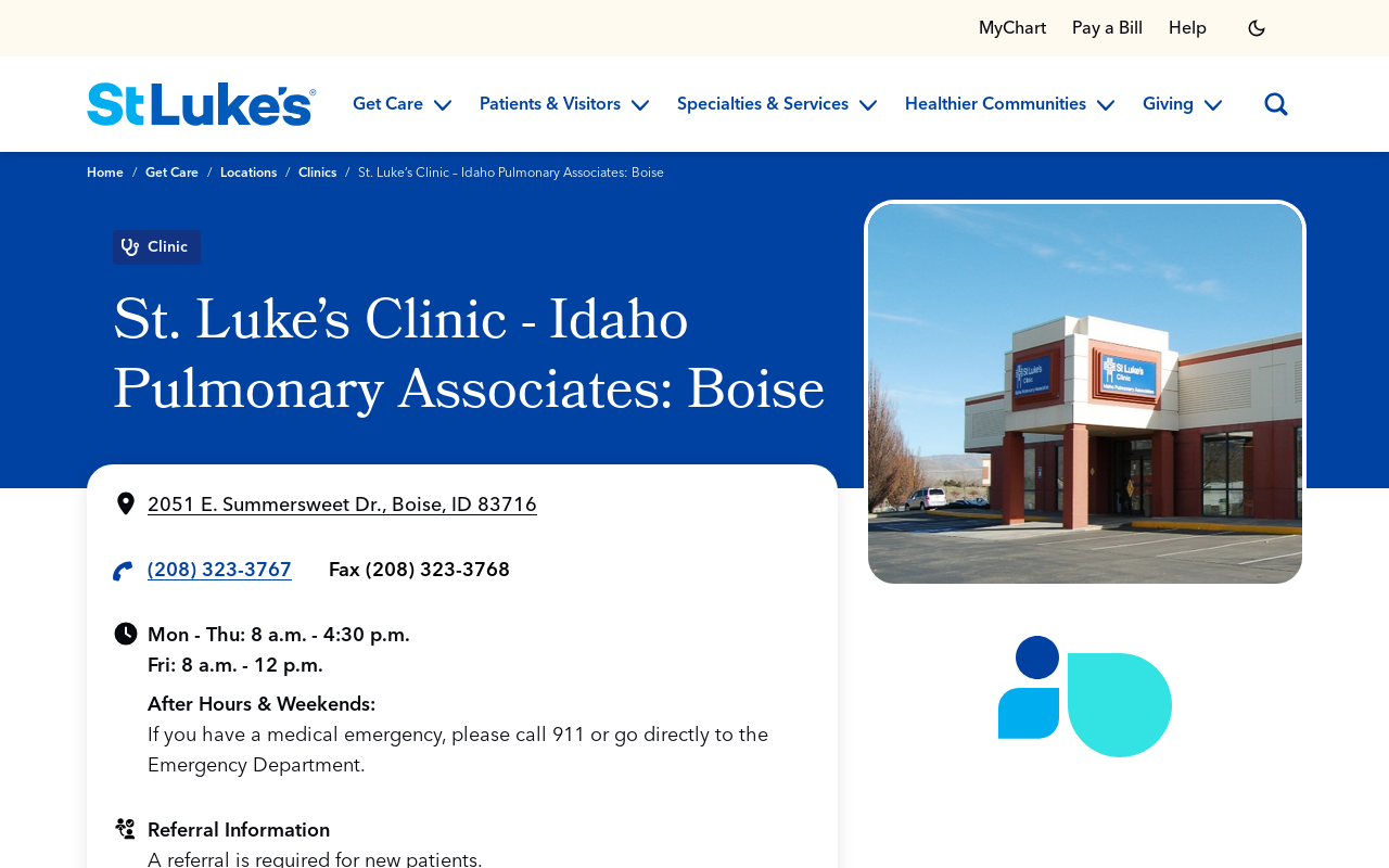 St. Luke's Clinic – Idaho Pulmonary Associates: Boise — screenshot of their official website