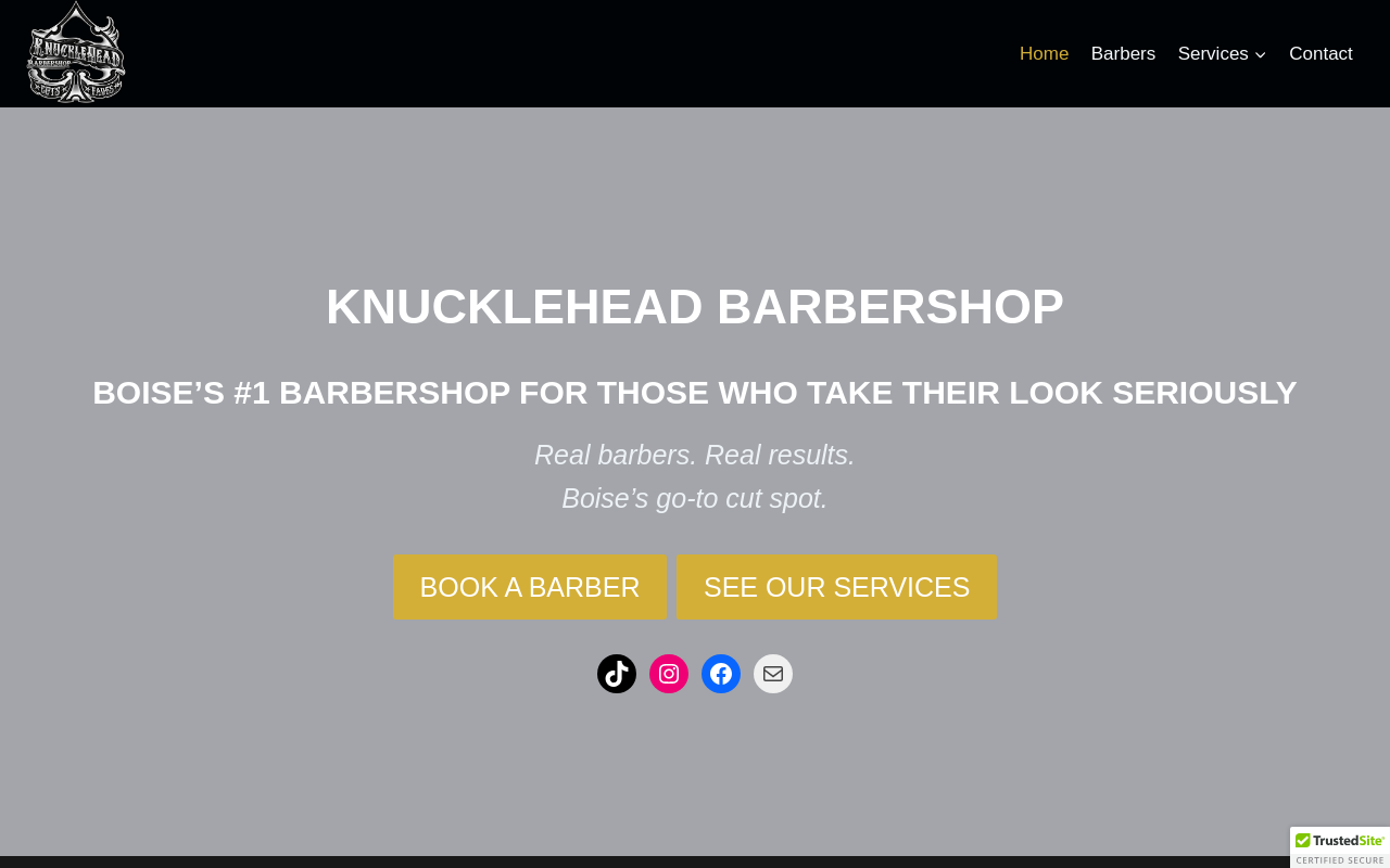 Knucklehead Barbershop — screenshot of their official website