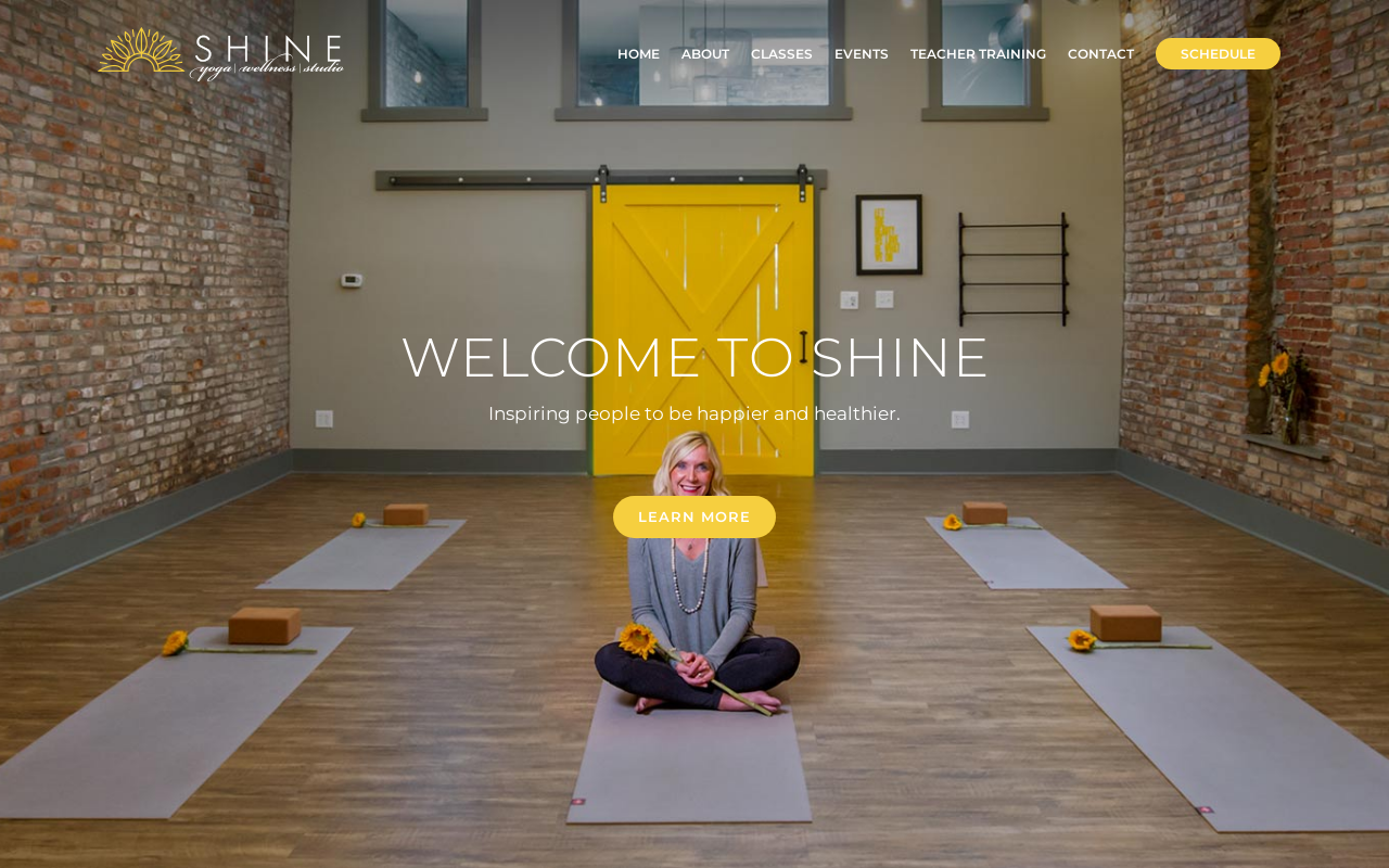 Shine Yoga — screenshot of their official website