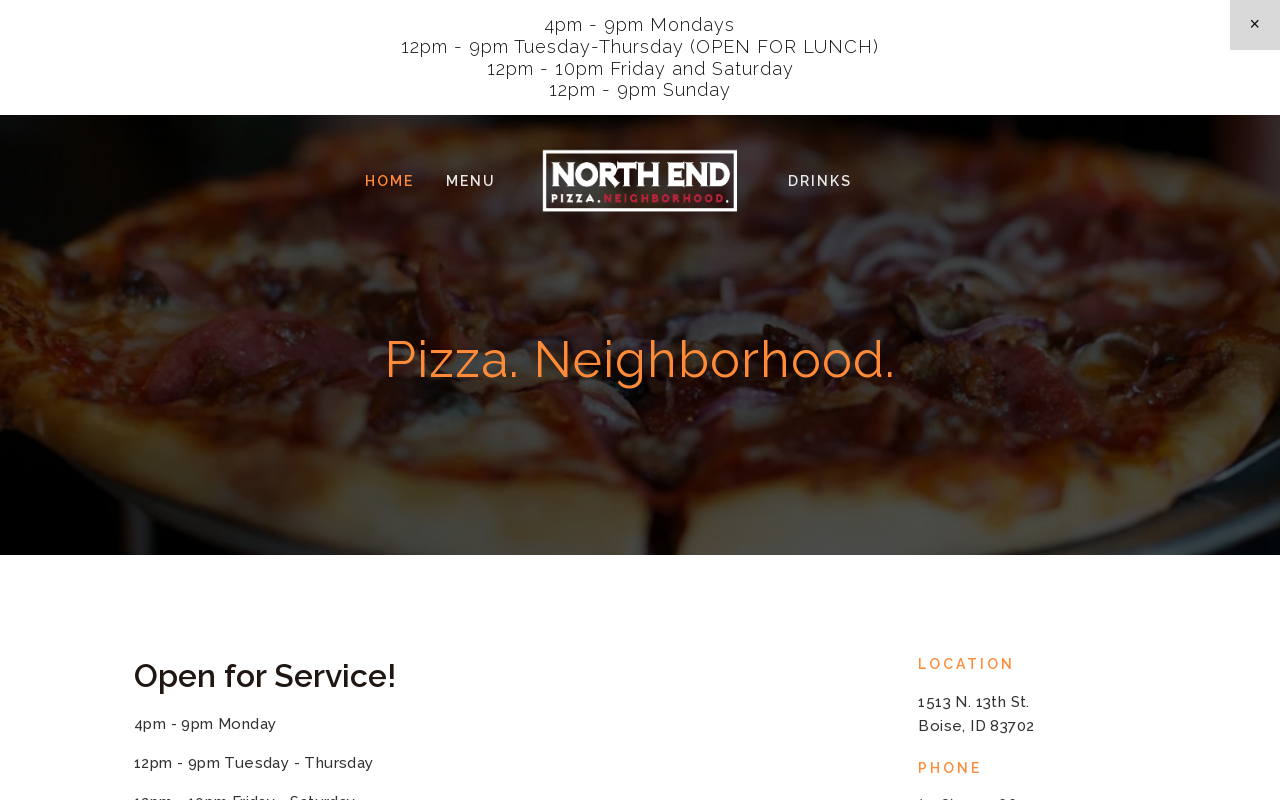 North End Neighborhood Pizza — screenshot of their official website