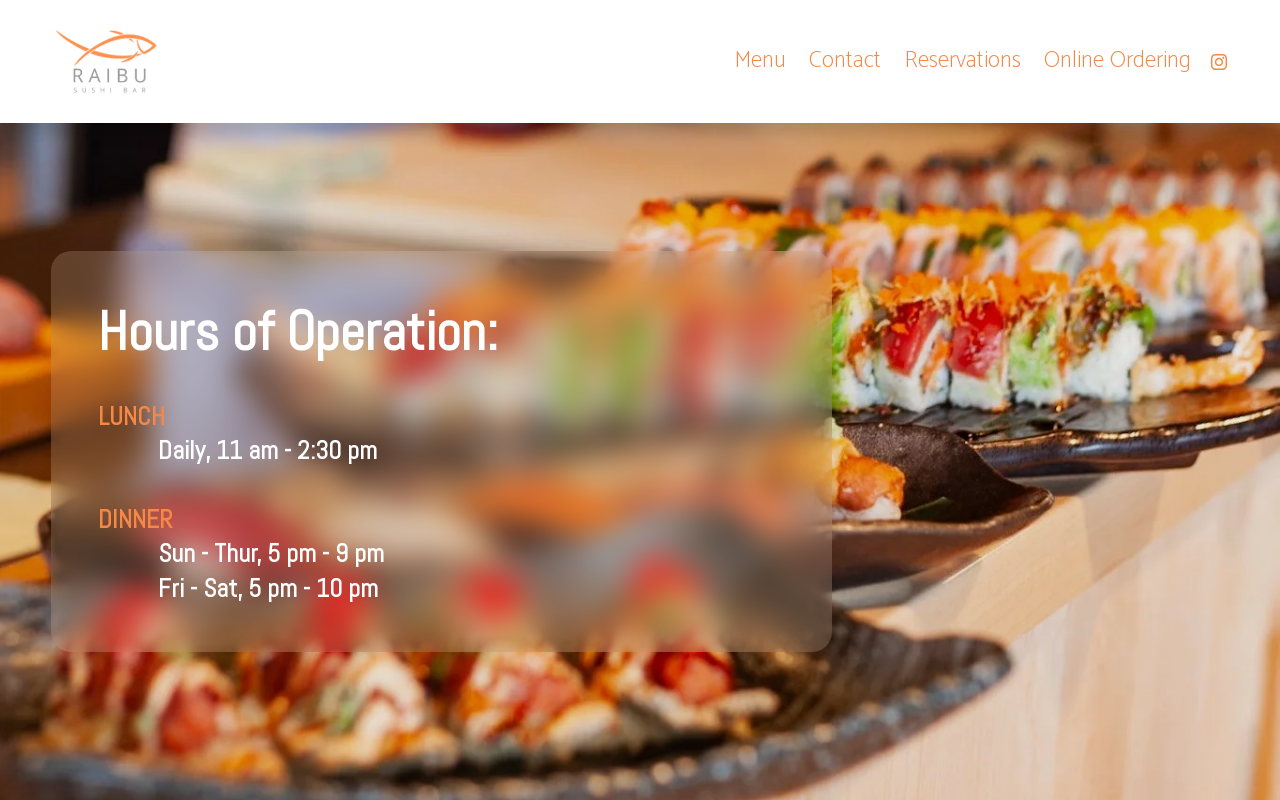 Raibu Sushi Bar — screenshot of their official website