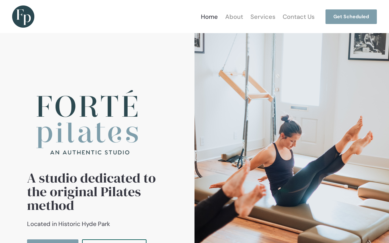 Forté Pilates — screenshot of their official website