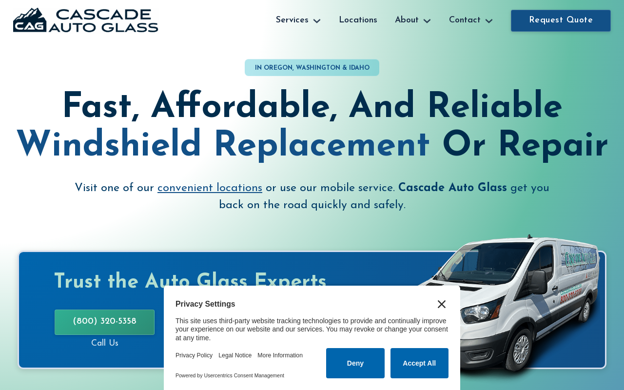 Cascade Auto Glass — screenshot of their official website