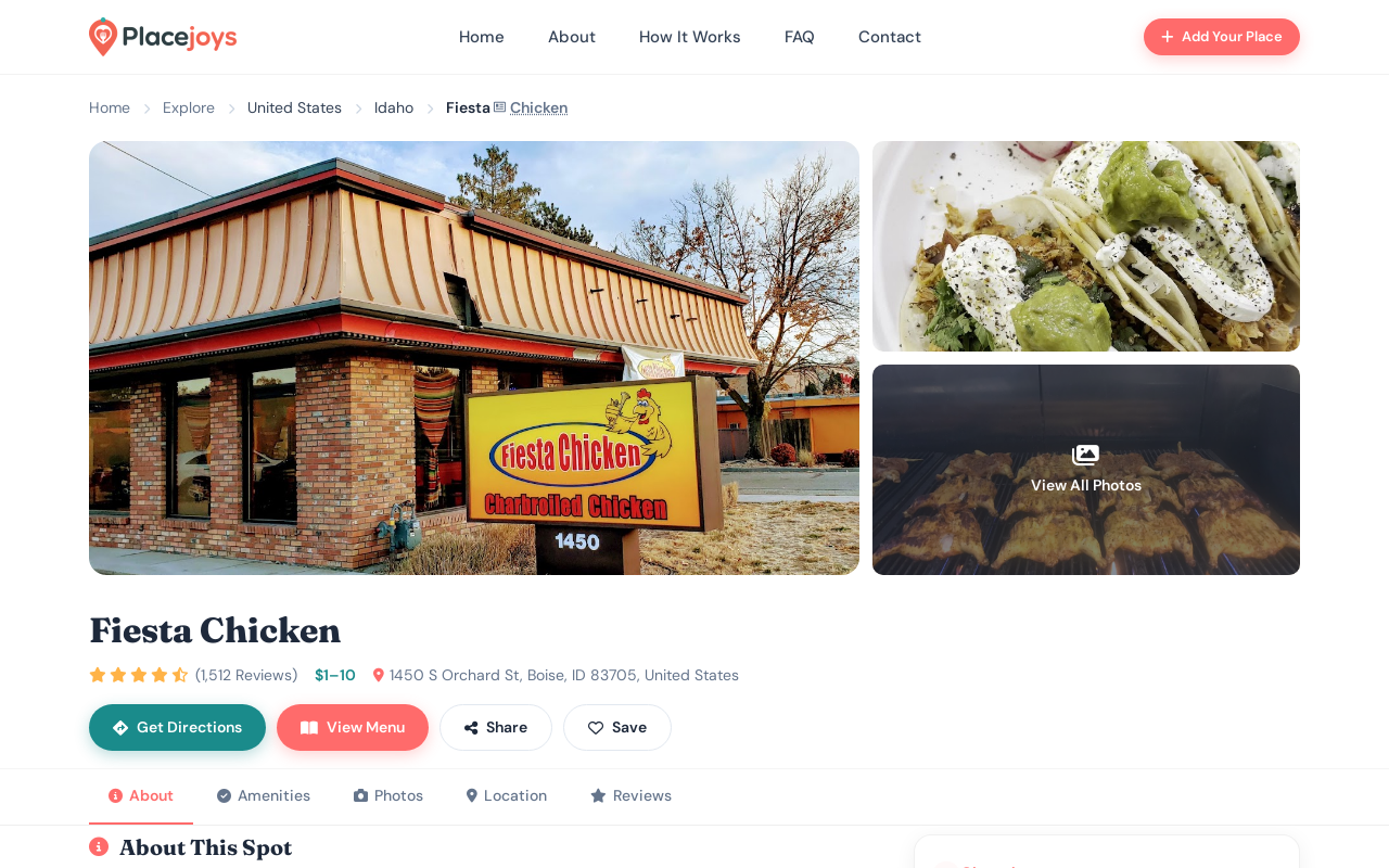 Fiesta Chicken — screenshot of their official website