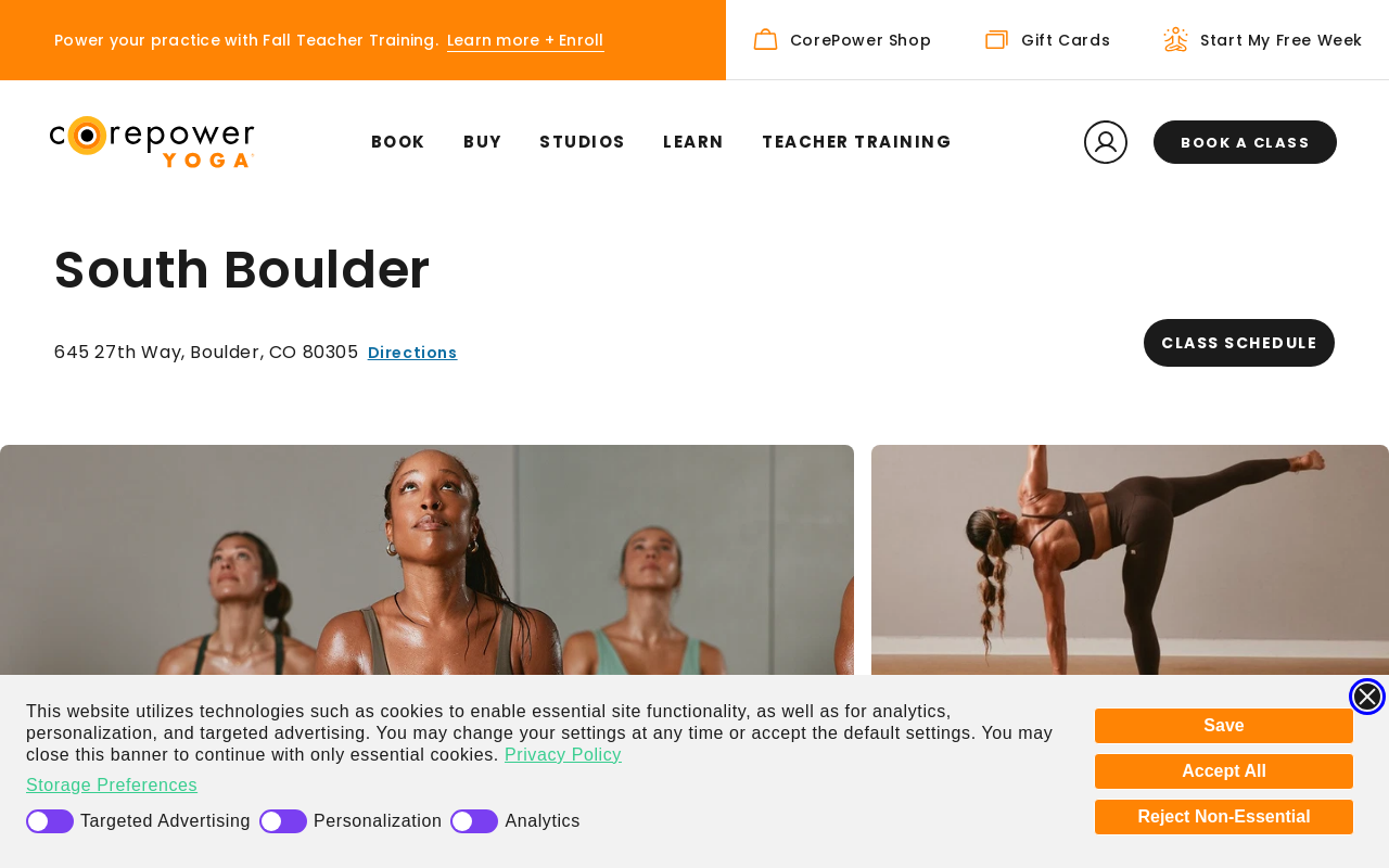 CorePower Yoga — screenshot of their official website