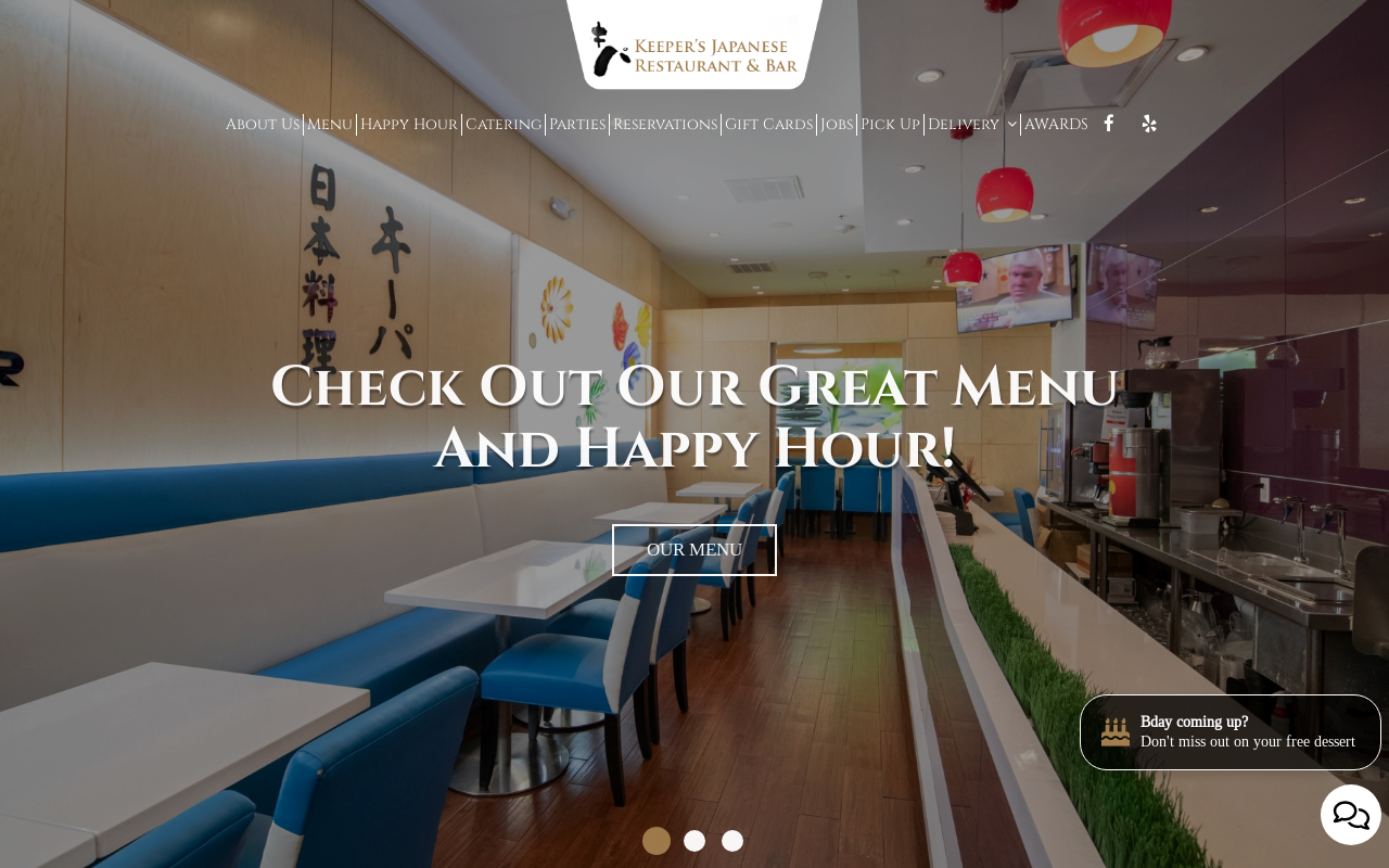 Keeper's Japanese Restaurant & Bar — screenshot of their official website