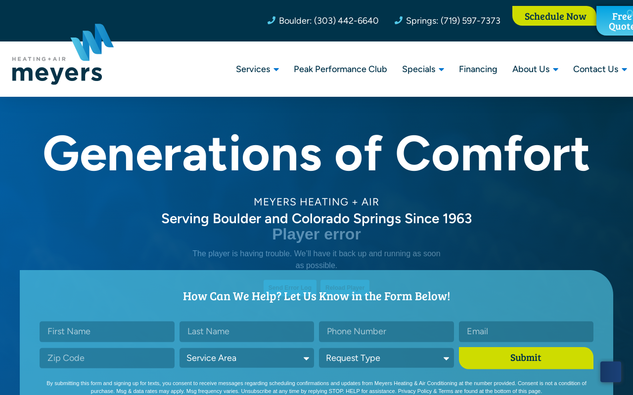 Meyers Heating & Air Conditioning — screenshot of their official website