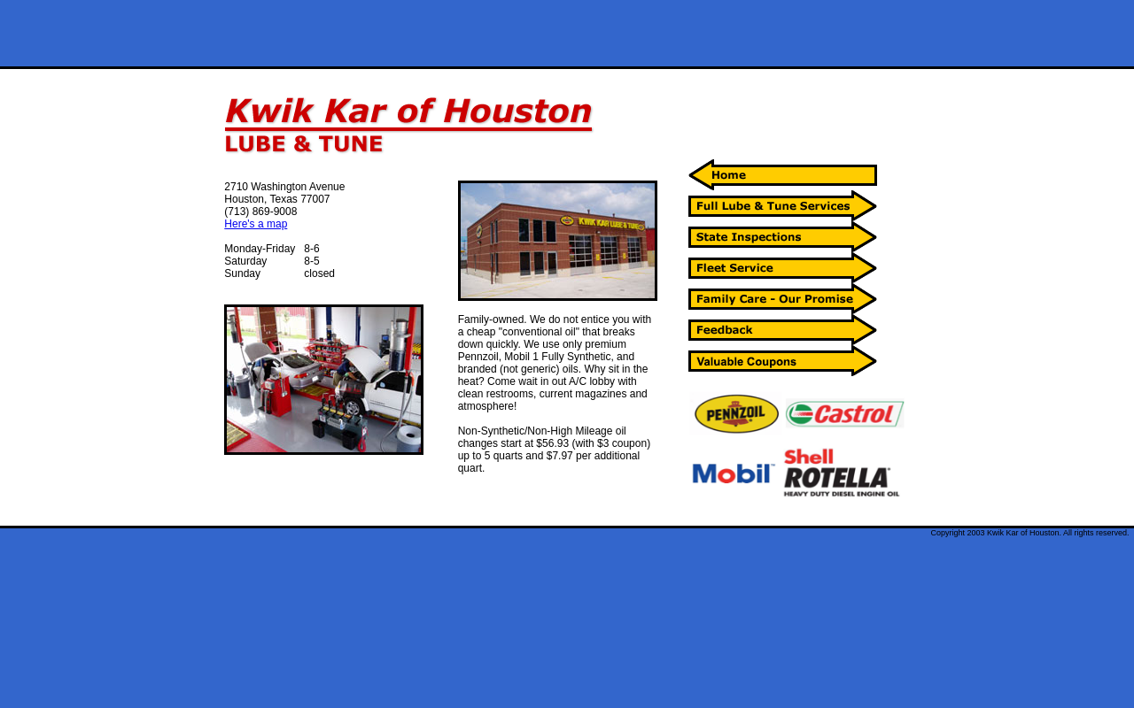 Kwik Kar Lube & Tune — screenshot of their official website