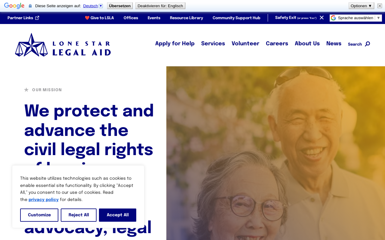 Lone Star Legal Aid — screenshot of their official website