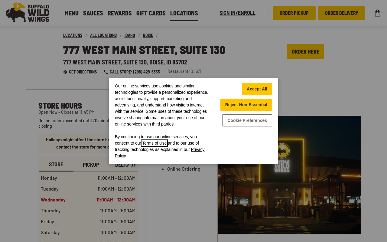 Buffalo Wild Wings — screenshot of their official website