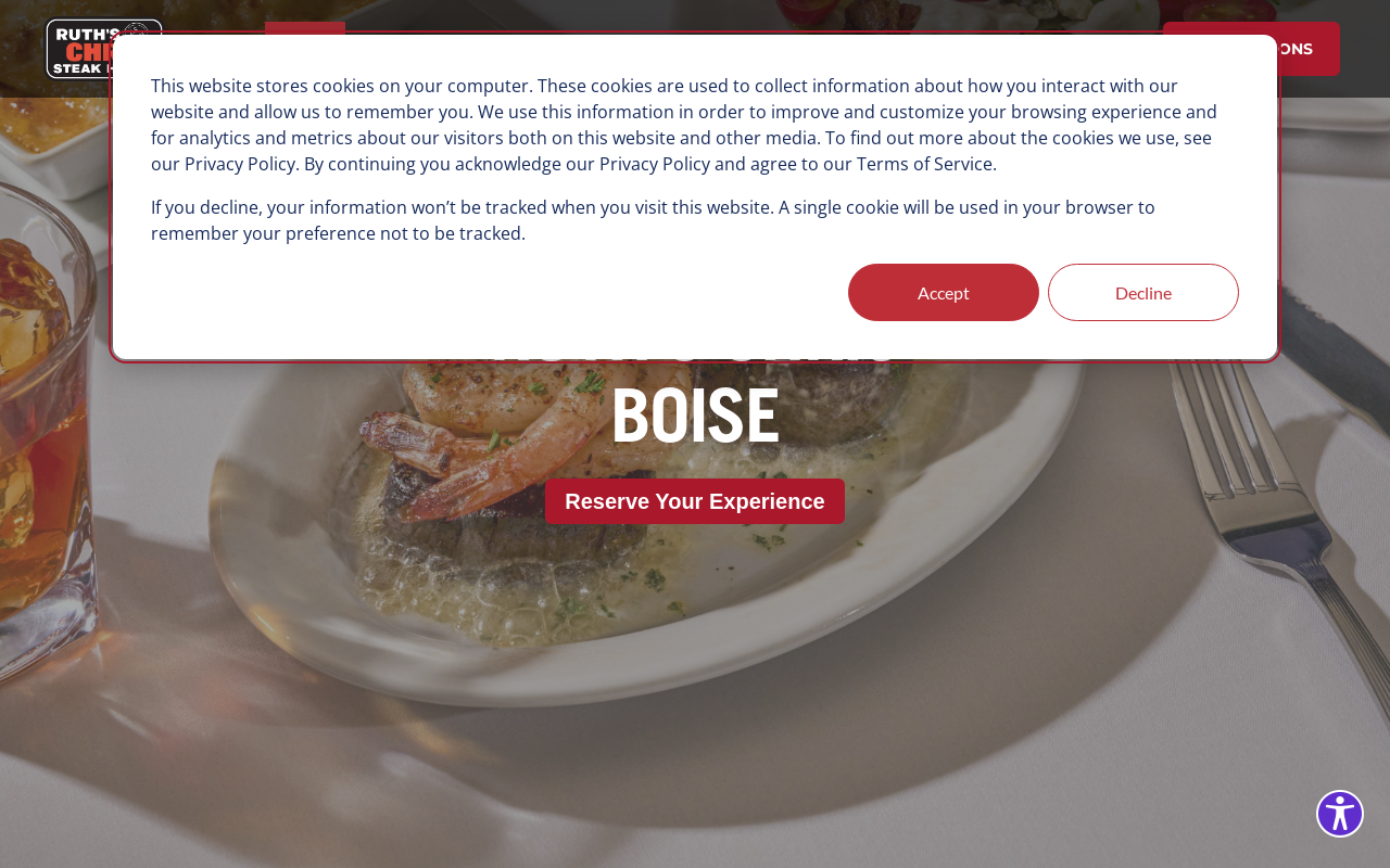 Ruth's Chris Steak House — screenshot of their official website