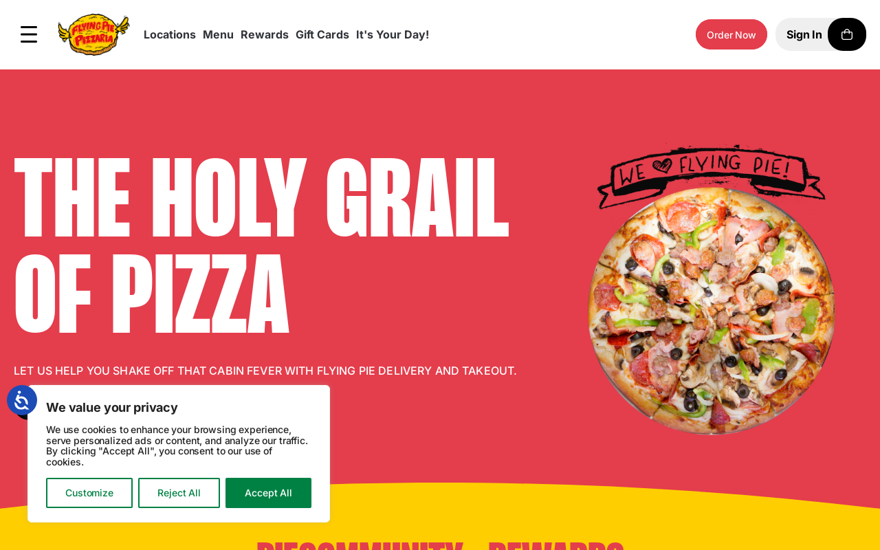 Flying Pie Pizzaria — screenshot of their official website