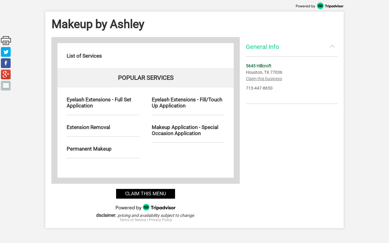 MakeUp And Hair Studio — screenshot of their official website