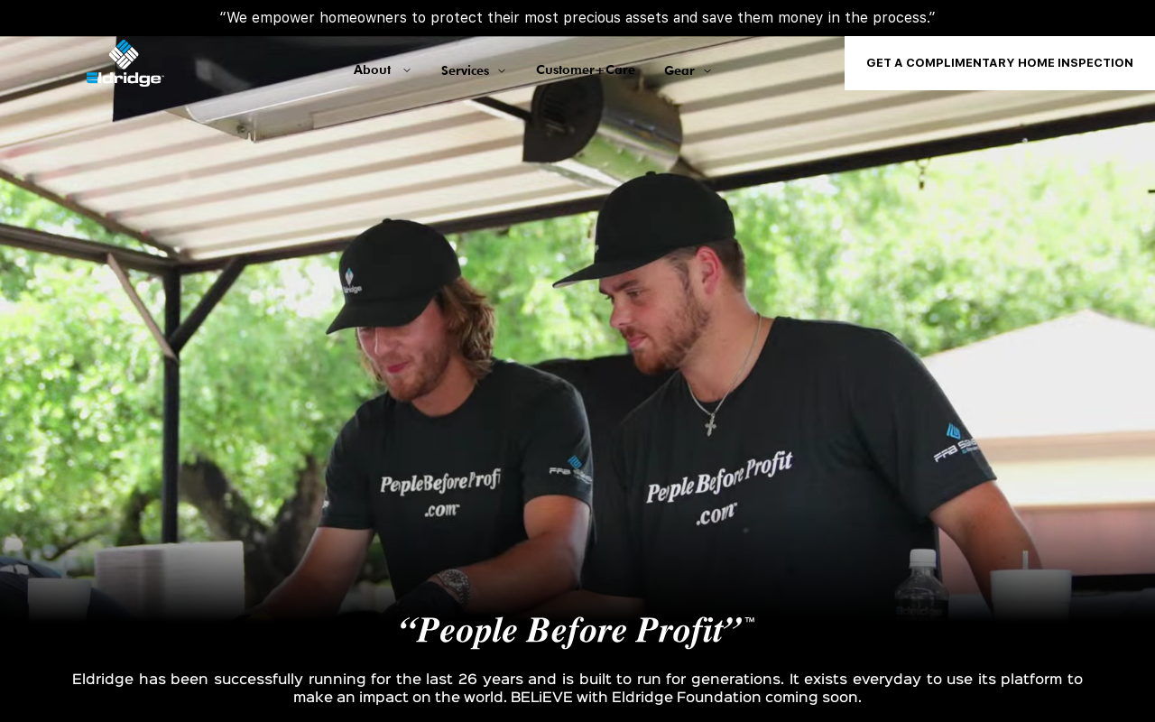 Eldridge Roofing & Restoration — screenshot of their official website