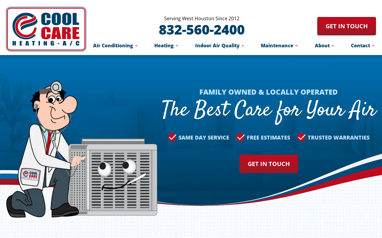 Cool Care Heating and Air Conditioning — screenshot of their official website