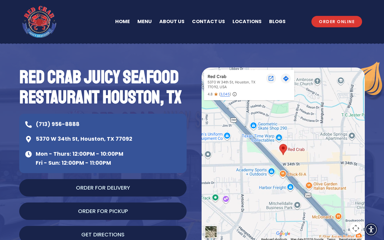 Red Crab Juicy Seafood and Bar — screenshot of their official website