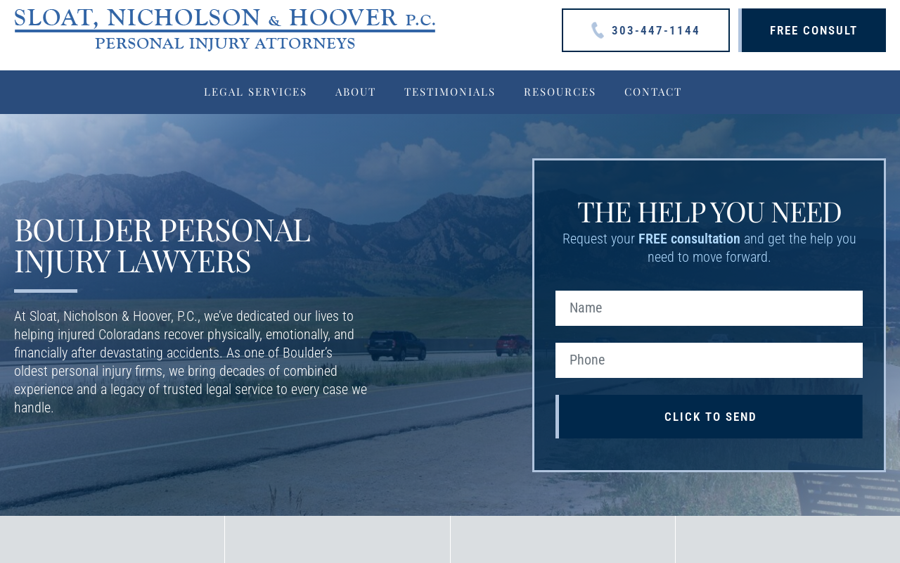 Sloat, Nicholson & Hoover, P.C.- Personal Injury Attorneys — screenshot of their official website