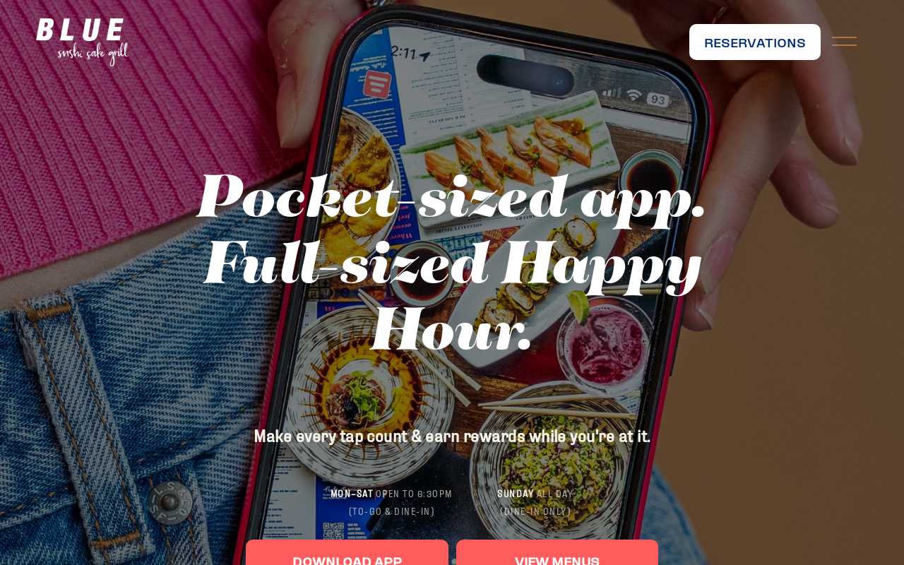 Blue Sushi Sake Grill — screenshot of their official website